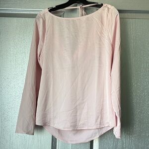 Light Pink Long-Sleeve Women's Blouse pink satin